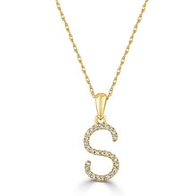 Load image into Gallery viewer, 14k Yellow Gold &amp; Diamond Small A-Z Initial Necklace
