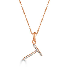 Load image into Gallery viewer, 14k Rose Gold &amp; Diamond Small A-Z Initial Necklace
