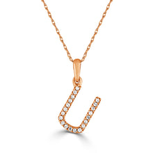 Load image into Gallery viewer, 14k Rose Gold &amp; Diamond Small A-Z Initial Necklace
