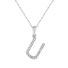 Load image into Gallery viewer, 14k White Gold &amp; Diamond Small A-Z Initial Necklace
