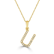 Load image into Gallery viewer, 14k Yellow Gold &amp; Diamond Small A-Z Initial Necklace
