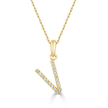 Load image into Gallery viewer, 14k Yellow Gold &amp; Diamond Small A-Z Initial Necklace
