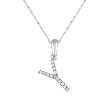 Load image into Gallery viewer, 14k White Gold &amp; Diamond Small A-Z Initial Necklace
