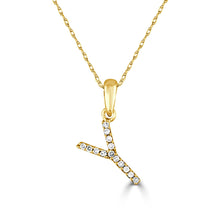 Load image into Gallery viewer, 14k Yellow Gold &amp; Diamond Small A-Z Initial Necklace
