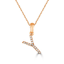 Load image into Gallery viewer, 14k Rose Gold &amp; Diamond Small A-Z Initial Necklace
