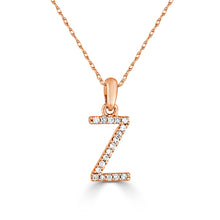 Load image into Gallery viewer, 14k Rose Gold &amp; Diamond Small A-Z Initial Necklace
