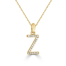 Load image into Gallery viewer, 14k Yellow Gold &amp; Diamond Small A-Z Initial Necklace
