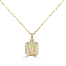 Load image into Gallery viewer, 14K Gold Small Diamond Square Initial Pendant with Adjustable 16-18&quot; Chain
