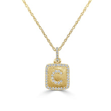 Load image into Gallery viewer, 14K Gold Small Diamond Square Initial Pendant with Adjustable 16-18&quot; Chain
