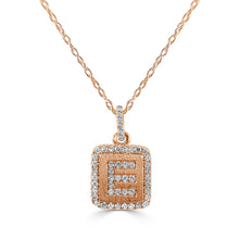 Load image into Gallery viewer, 14K Gold Small Diamond Square Initial Pendant with Adjustable 16-18&quot; Chain
