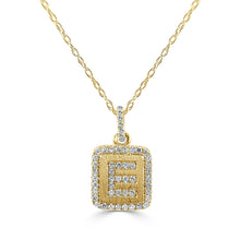 Load image into Gallery viewer, 14K Gold Small Diamond Square Initial Pendant with Adjustable 16-18&quot; Chain
