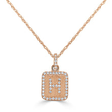 Load image into Gallery viewer, 14K Gold Small Diamond Square Initial Pendant with Adjustable 16-18&quot; Chain
