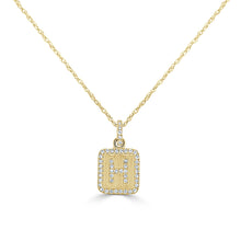 Load image into Gallery viewer, 14K Gold Small Diamond Square Initial Pendant with Adjustable 16-18&quot; Chain
