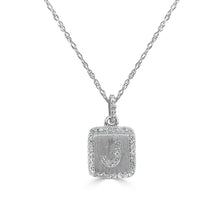 Load image into Gallery viewer, 14K Gold Small Diamond Square Initial Pendant with Adjustable 16-18&quot; Chain
