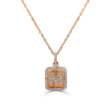 Load image into Gallery viewer, 14K Gold Small Diamond Square Initial Pendant with Adjustable 16-18&quot; Chain
