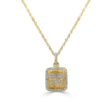 Load image into Gallery viewer, 14K Gold Small Diamond Square Initial Pendant with Adjustable 16-18&quot; Chain
