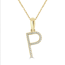 Load image into Gallery viewer, 14K Gold Diamond Large Initial A-Z Necklace 16-18&quot;
