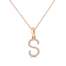 Load image into Gallery viewer, 14K Gold Diamond Large Initial A-Z Necklace 16-18&quot;
