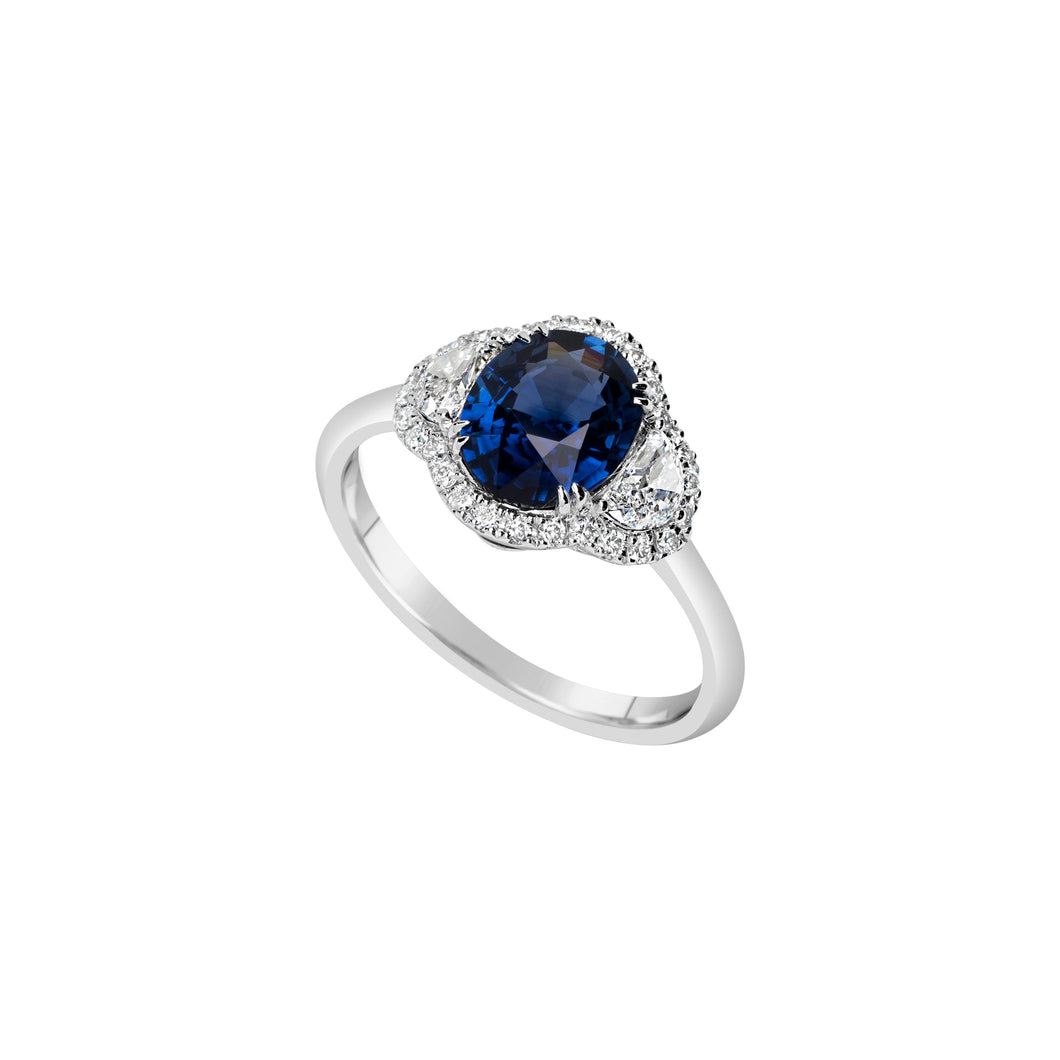 18K White Gold Sapphire & Diamond Ring