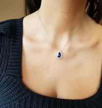 Load image into Gallery viewer, 14K White Gold Pear Shape Tanzanite &amp; Diamond Pendant
