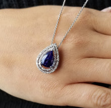 Load image into Gallery viewer, 14K White Gold Pear Shape Tanzanite &amp; Diamond Pendant
