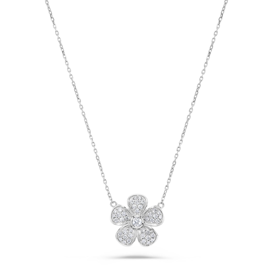 14K Diamond Flower Necklace