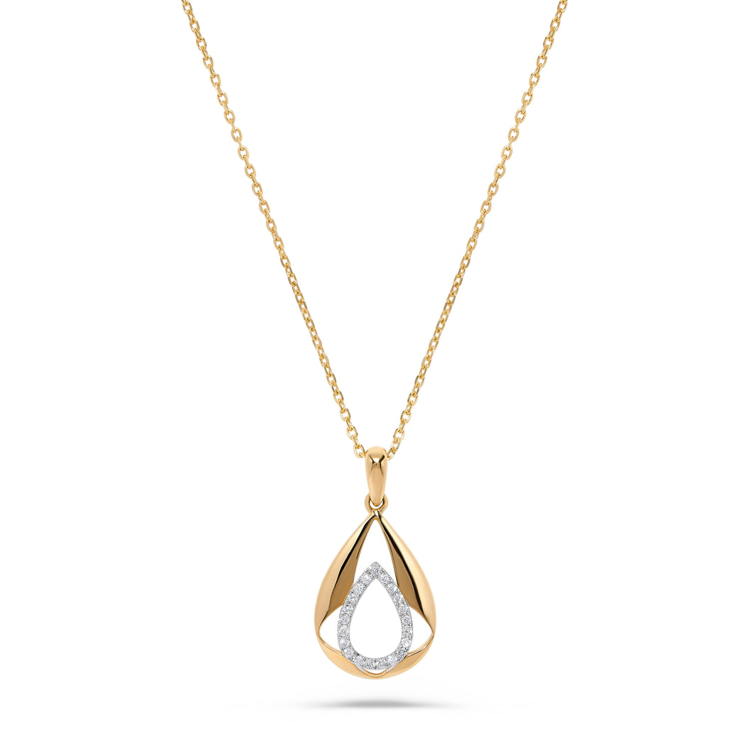 14K Gold  Diamond Tear Drop Pendant