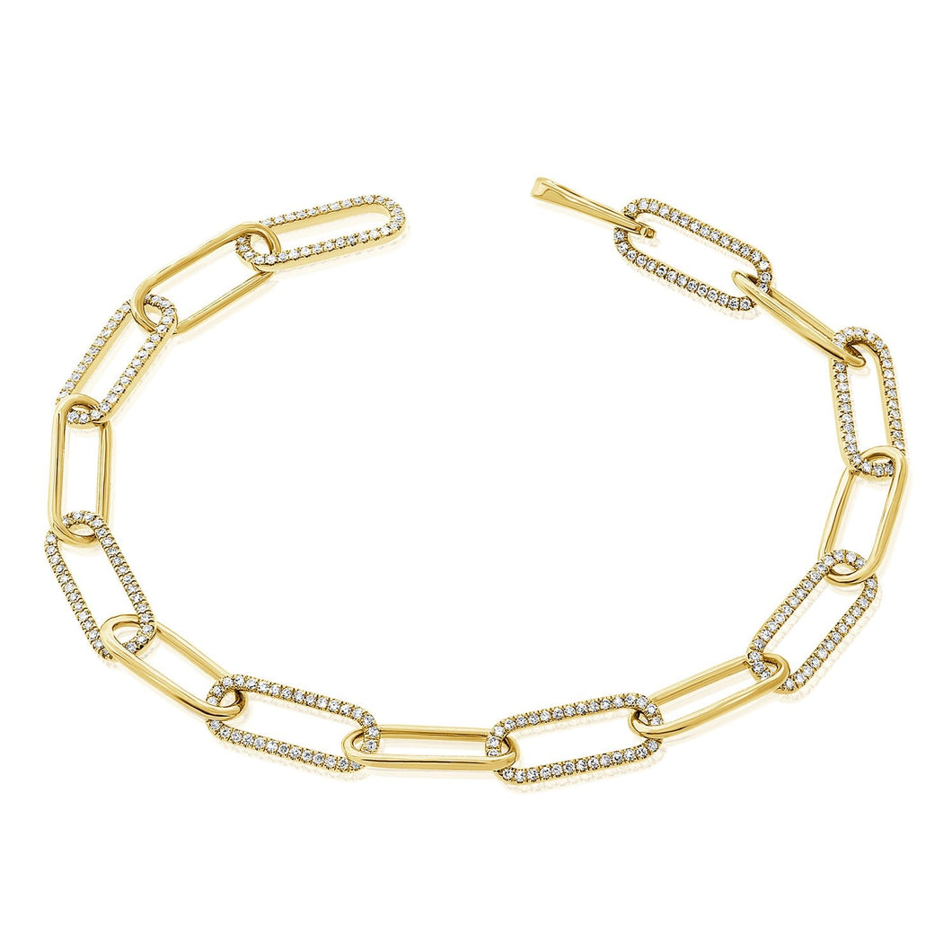 14K Yellow Gold Diamond Link Bracelet