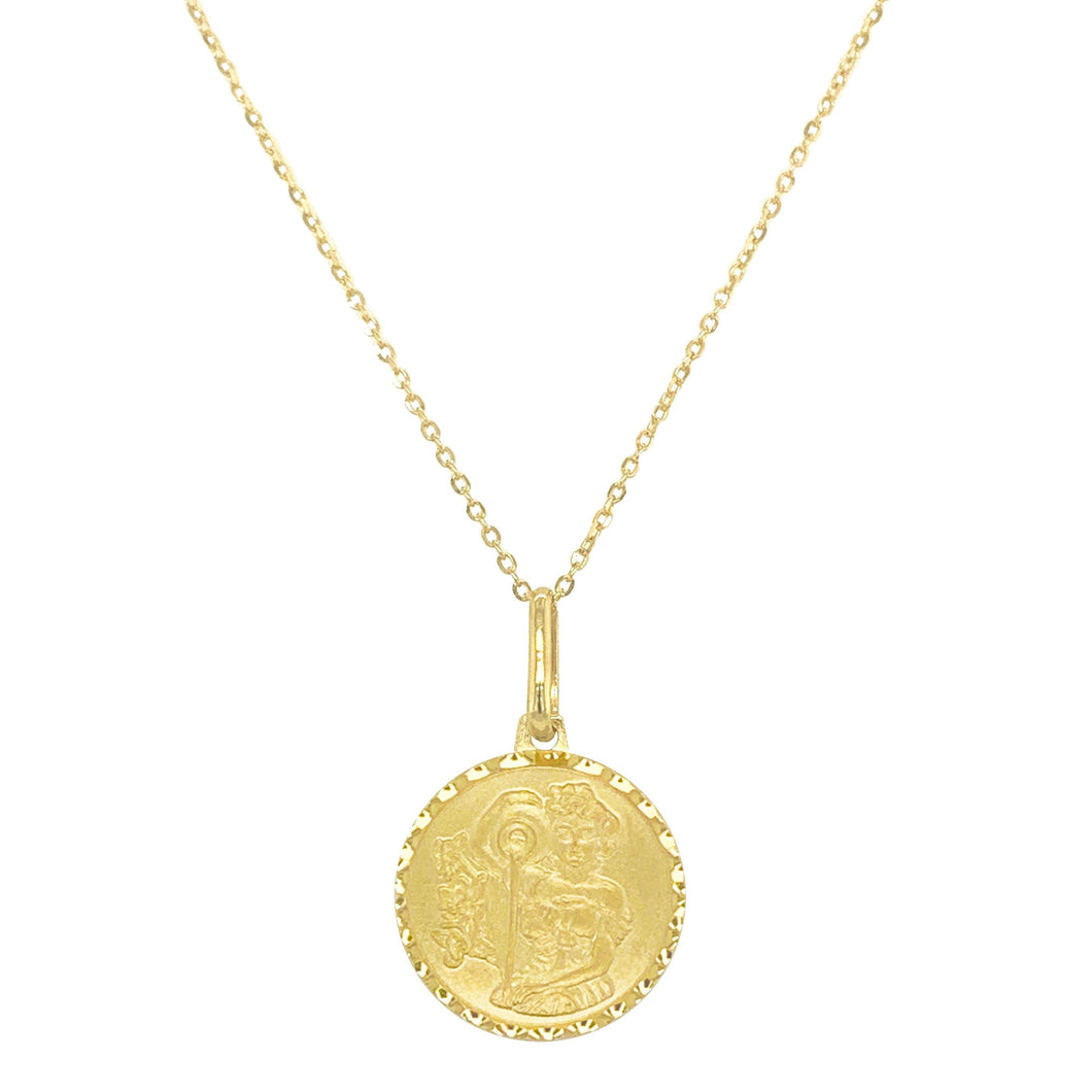 14K Yellow Gold Zodiac Sign Coin Pendant 16-18