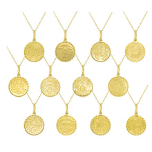 Load image into Gallery viewer, 14K Yellow Gold Zodiac Sign Coin Pendant 16-18&quot; Chain
