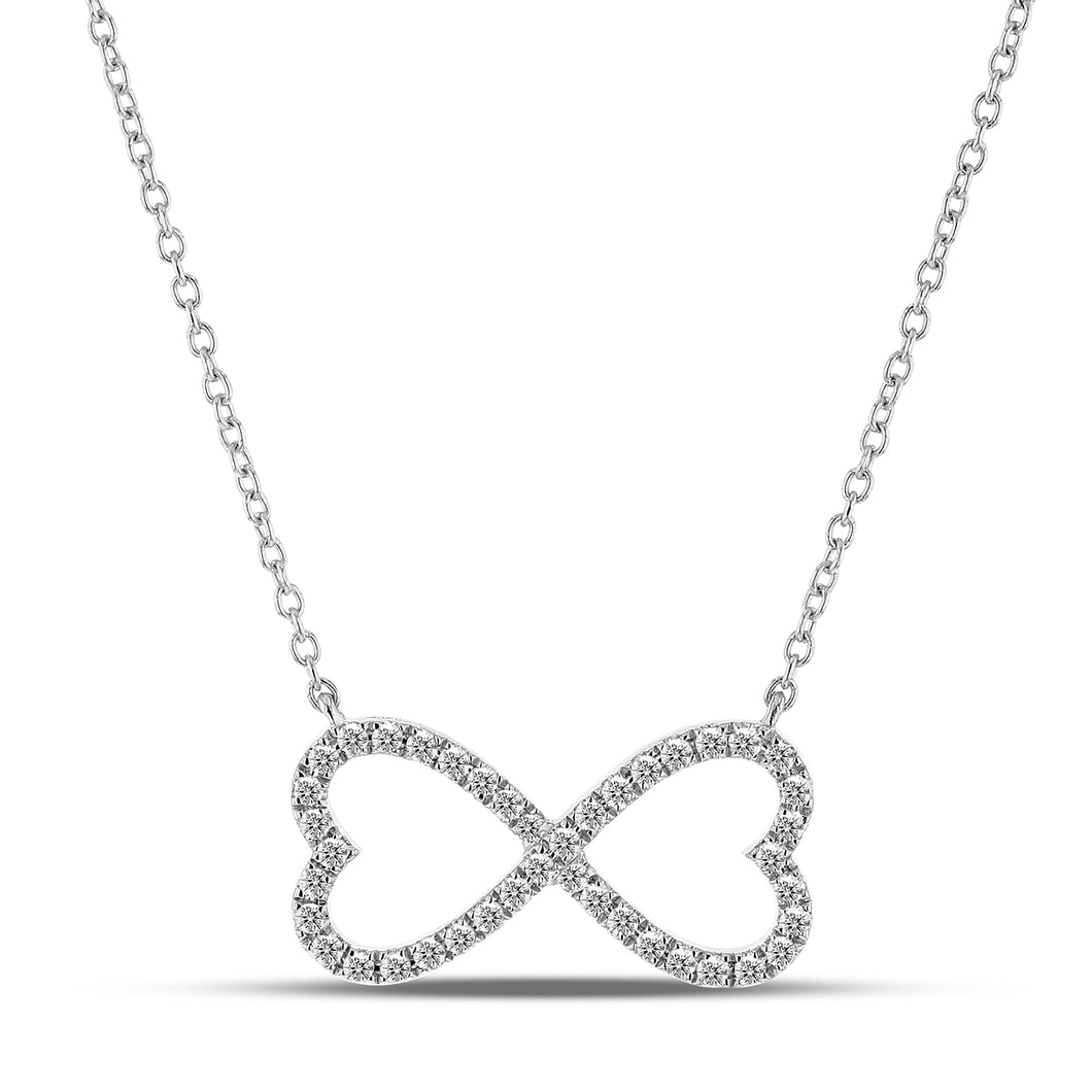 14K White Gold Diamond Heart Infinity Necklace 16